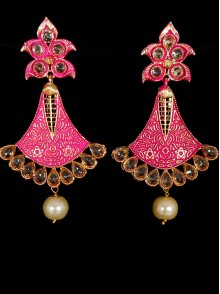 Reverse Ad Earrings With Meenakari Work